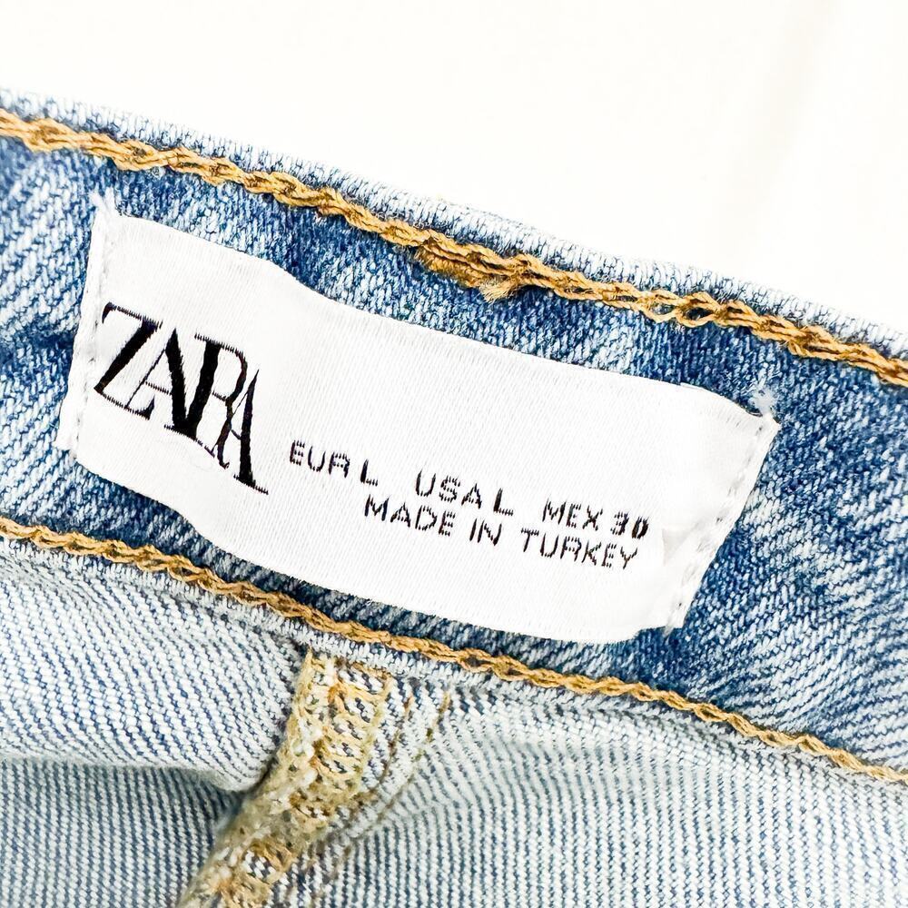 Zara Sleeveless Strapless Jean Light Wash Denim Mini Dress Zip Size Large MINT - Picture 3 of 5